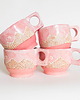 filiżanki Porcelanowa Różowa Filiżanka Boho Góry i Księżyc 6
