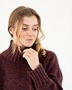 swetry damskie  TAJRA - Oversizowy Sweter z Golfem Bordowy Melanżowy 100% Wełny Merino 6