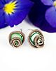 kolczyki wire wrapping Kolczyki zielone sztyfty z masą perłową 6