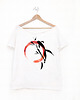 t-shirt damskie Karp Kaligrafia Biały Oversize 1