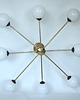 lampy wiszące Żyrandol Stilnovo style lata 60. Mosiądz, metal i szkło 8x E14 Vintage 4