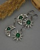 kolczyki wire wrapping Asymetryczne kolczyki księżyc i słońce zielony onyks wire wrapping 3