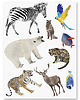 naklejki ścienne do pokoju dziecka NAKLEJKI EDUKACYJNE ANIMALS MINIZOO (zestaw mały) 1