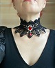 chokery Czarny choker/kolia Wiktoriańska z piękną czerwoną ozdobą 1