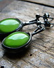 kolczyki wire wrapping zielone jabłuszko  - sztyfciki 1