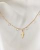 chokery Srebrny pozłacany choker z krzyżykiem i cyrkonia 2