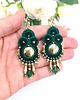 kolczyki soutache Marengo kolczyki sutasz z hematytem złoto zielone eleganckie z frędzlami 1