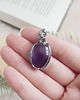 wisiory Naszyjnik Ametyst stal chirurgiczna wisiorek handmade wirewrapping 1
