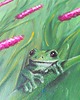 obrazy Kwietna Łąka Obraz Olej Żaba Kwiaty 40x40 Natura Zieleń Róż Trawa 4