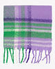 szale damskie Szal fioletowo-zielony w kratę z frędzlami 40x190 cm 2