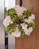 wianki Wianek ze sztucznych hortnesji zielono- kremowy, dekoracja drzwi 1