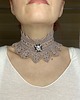 chokery Beżowy koronkowy naszyjnik vintage wiktoriańska kolia z ozdobą 5