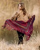 szale damskie Chusta  z frędzlami MAXCOLOR melange red 6