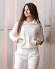 bluza z kapturem damska Bluza dresowa ze szczypankami - śmietankowa 2
