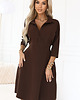 sukienki midi damskie 286-9 SANDY Koszulowa rozkloszowana sukienka z paskiem - czekoladowa 3