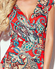 sukienki midi damskie 379-1 BOYKA Dopasowana sukienka z kopertowym dekoltem - CZERWONY boho r. S 4