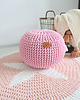 pufy do siedzenia Pufa różowa bawełniana okrągła handmade 1