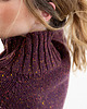 swetry damskie  TAJRA - Oversizowy Sweter z Golfem Bordowy Melanżowy 100% Wełny Merino 5