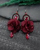 kolczyki soutache Kolczyki sutasz zielono bordowe z kwiatami Bloom 2
