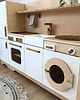 klocki i zabawki drewniane Drewniana mini kuchnia dla dzieci z lodówką, piekarnikiem i zmywarką 6