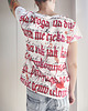 t-shirt damskie Kaligrafia czerwona fullprint Biały Oversize 4