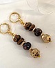 kolczyki pozłacane Pozłacane kolczyki wiszące - czarna perła, kamień lawowy, hematyt, 4