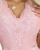 sukienki midi damskie 316-11 Koronkowa sukienka z krótkim rękawkiem i dekoltem - PUDROWY RÓŻ 5