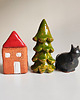 figurki i rzeźby Ceramiczny zestaw figurek, domek, choinka, kot 5