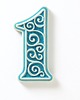 napisy dekoracyjne i tabliczki Numer mieszkania - ceramiczna cyfra 1 turkusowa wys.8cm 2