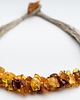 korale Naszyjnik bursztynowy na lniie boho handmade multikolor 1