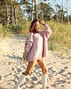 swetry damskie  Sweter handmade oversize  z wełną  pudrowy róż 3