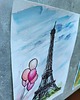 grafiki i ilustracje Paryż Francja wieża Eiffla miasta akwarela obraz balony pejzaż miejski 21x30 6