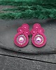 kolczyki soutache Kolczyki sutasz sztyfty małe różowe fuksjowe z kryształkami Gracia 2