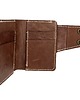 portfele damskie Brązowy portfel skórzany ręcznie uszyty beżową nitką. 2