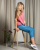 spodnie materiałowe damskie Spodnie Jeansowe Różowe 4