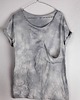 t-shirt damskie Szary t-shirt luźna kieszeń - farbowany 1