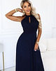 sukienki midi damskie 662-3 Elegancka sukienka wieczorowa maxi halter z tiulem i wiązaniem w talii 2