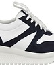 sneakersy damskie Sneakersy skórzane -  biało granatowe- snurowane   (6166) 1