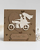 kartki scrapbooking Kartka ślubna z parą młodą na motocyklu 1