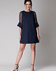 sukienki mini damskie Dark sky dres - elegancka granatowa sukienka wełna i jedwab 2