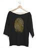 t-shirt damskie Złoty odcisk czarny oversize długi rękaw 1