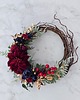 wianki bożonarodzeniowe Zimowy wieniec - bordowa poinsecja i głóg (26cm) 3