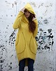bluza z kapturem damska Długa ciepła bawełniana bluza z kieszeniami , wejściem na kciuki 1