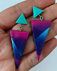 kolczyki z masy plastycznej Kolczyki Geometryczne Fioletowe Trójkąty 3
