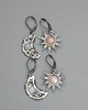 kolczyki wire wrapping Asymetryczne kolczyki księżyc i słońce kamień księżycowy i słoneczny 1