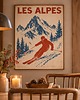 plakaty PLAKAT GÓRY narty SKI zimowy sport Alpy retro personalizacja 5