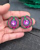 kolczyki soutache Kolczyki sutasz sztyfty różowo zielone okrągłe Amber 1