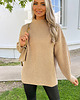 swetry damskie  Beżowy sweter z dzianiny AXS0208 4