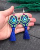 kolczyki soutache Kolczyki sutasz z chwostami kolorowe chabrowe długie na wiosnę Caro 1