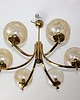 lampy wiszące Żyrandol vintage lata 70. Mosiądz, aluminium i szkło 6x E14 4